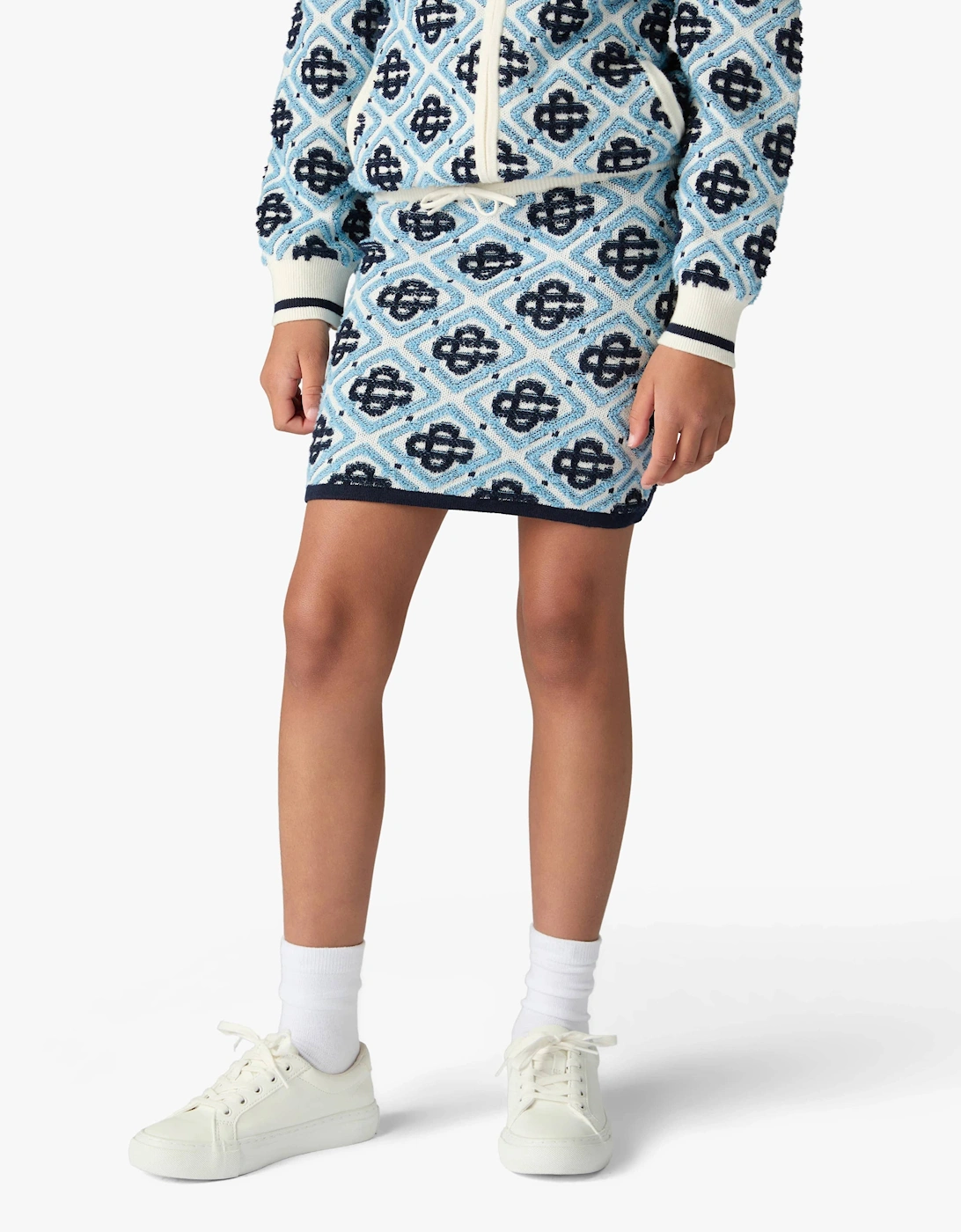 Casablanca Girls Textured Monogram Skirt in Blue