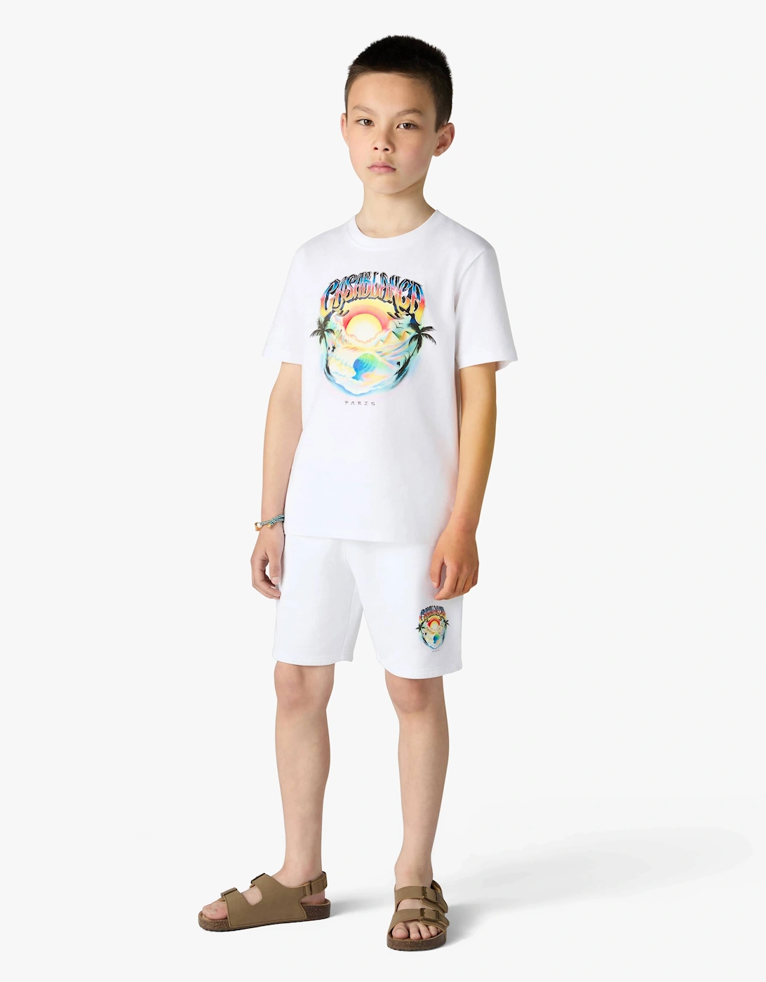 Casablanca Kids Casa Airspray Print Sweatshorts in White