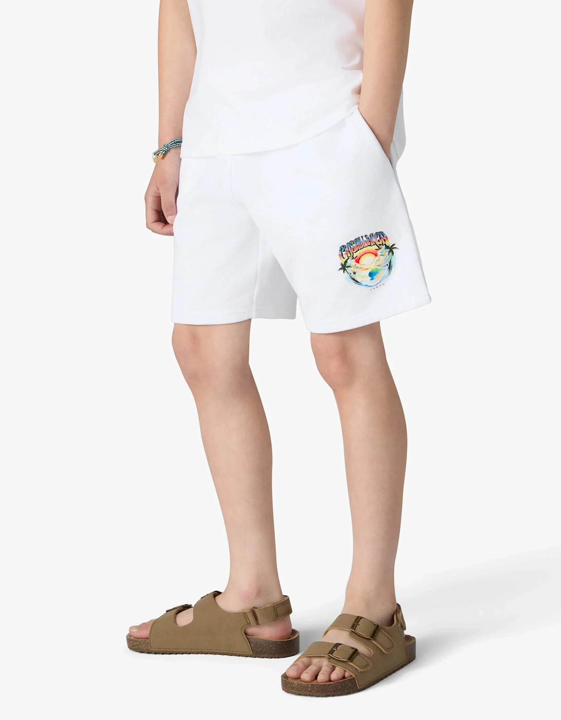 Casablanca Kids Casa Airspray Print Sweatshorts in White