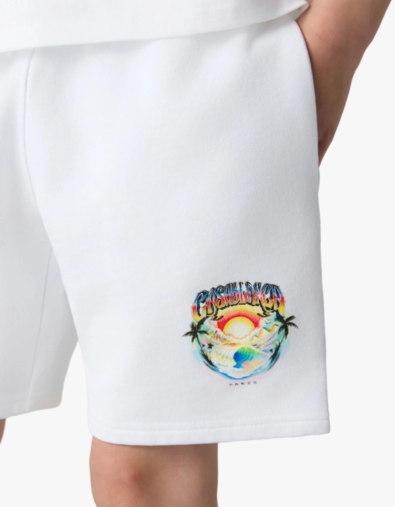 Casablanca Kids Casa Airspray Print Sweatshorts in White