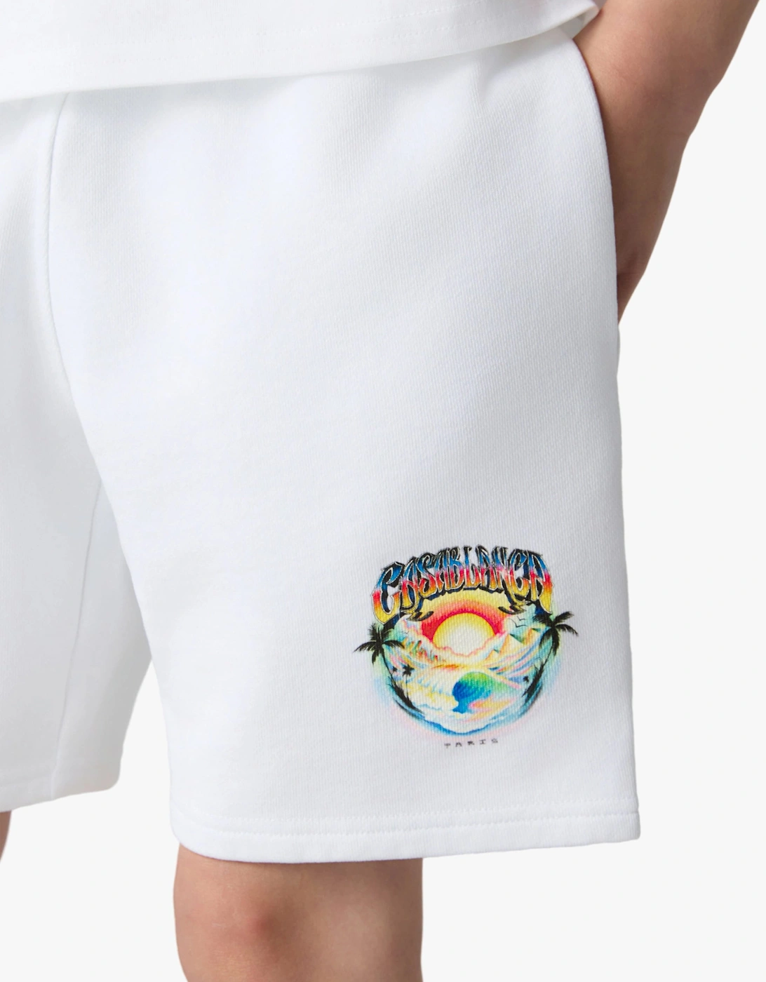 Casablanca Kids Casa Airspray Print Sweatshorts in White