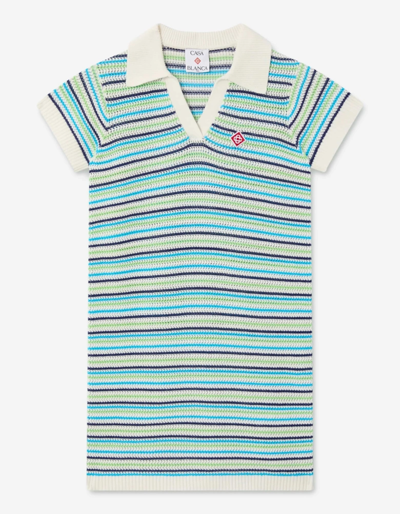 Casablanca Girls Striped Polo Dress in Blue