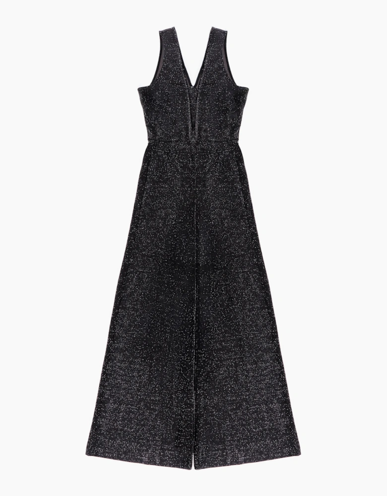Petite Indy Black Sparkle Ponte Jumpsuit