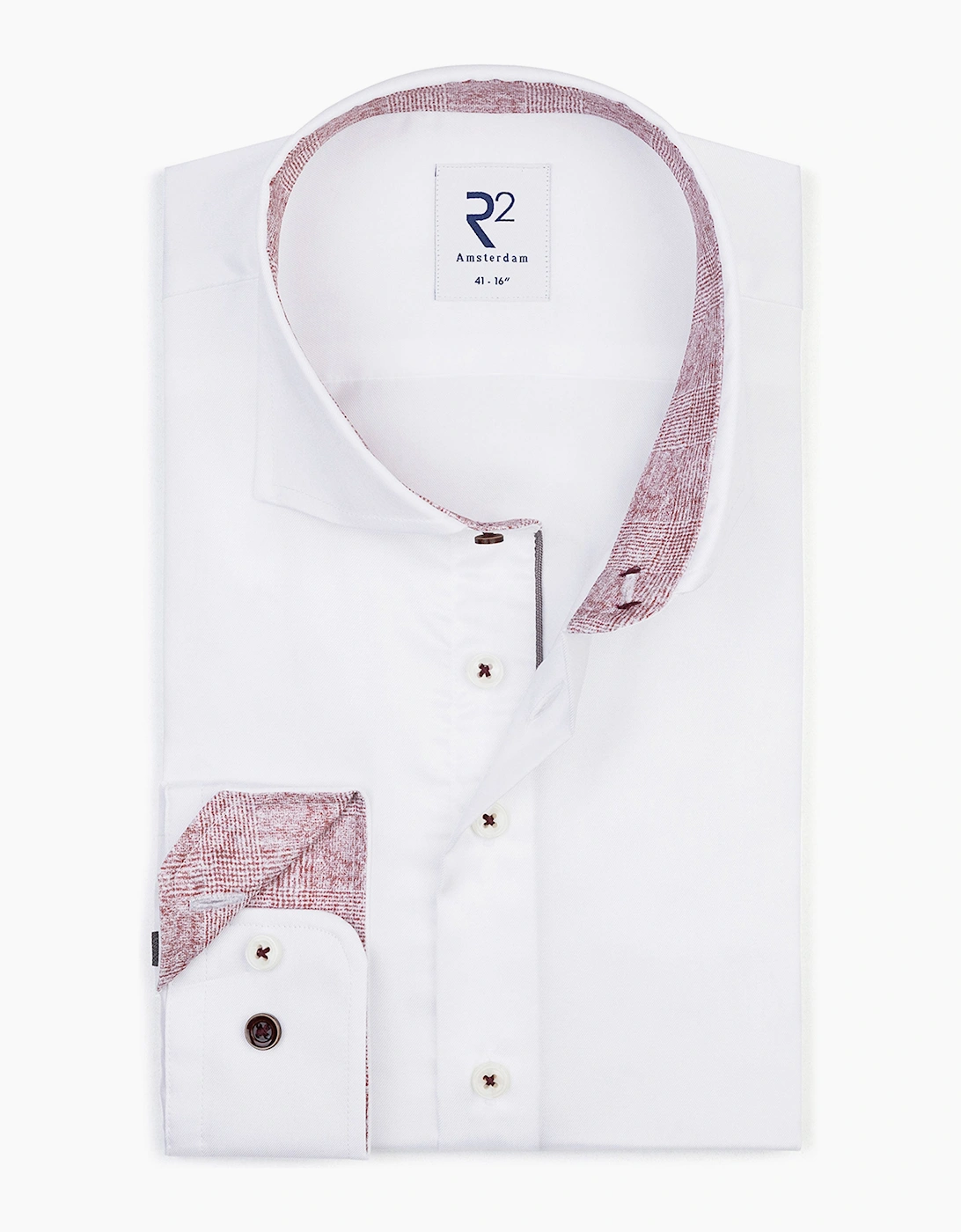 R2 CUT AWAY COLLAR LONG SLEEVED SHIRT WHITE