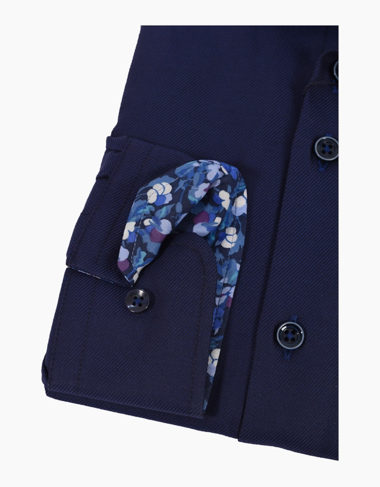 R2 CUT AWAY COLLAR LONG SLEEVED SHIRT NAVY
