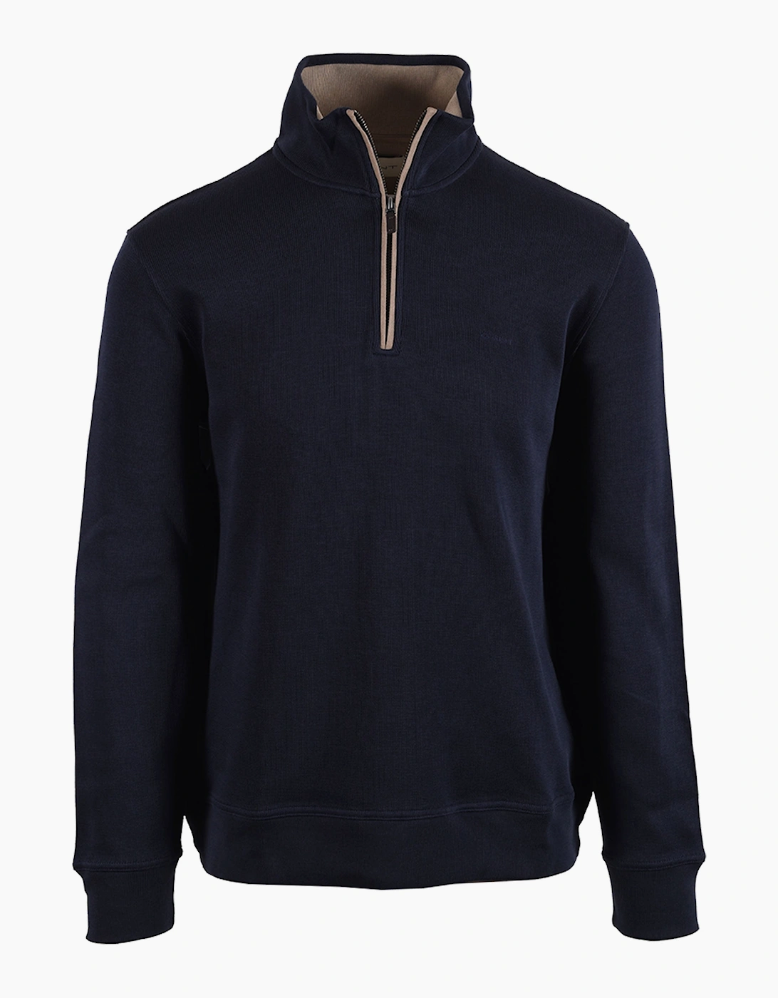 Gant Men's Navy Sacker Rib Half Zip Evening Blue - Size 40