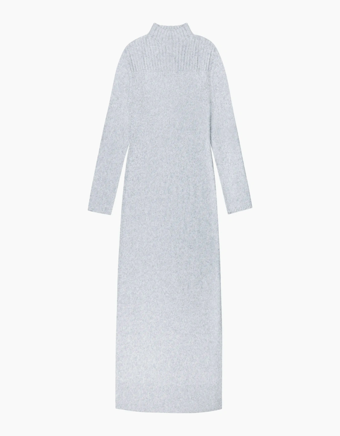 Grey Rib Knit High Neck Dress