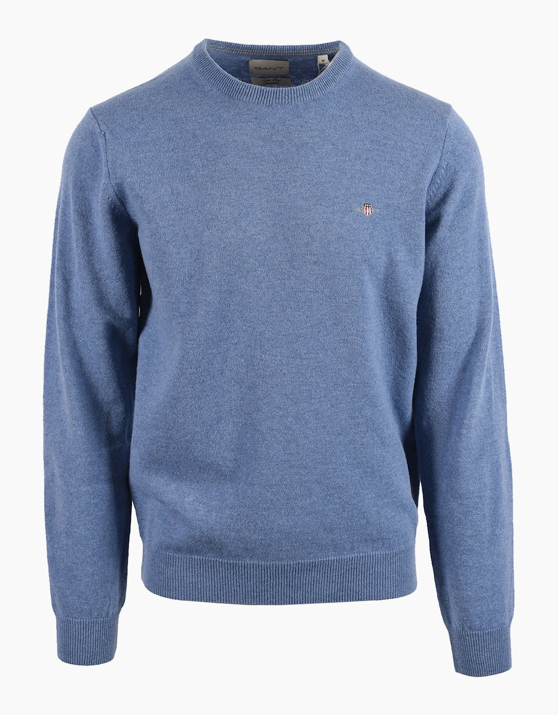 Gant Men's Blue Superfine Lambswool Crew Neck Horizon - Size 46