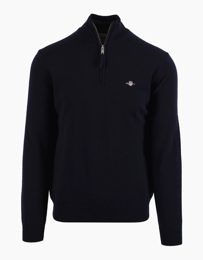 GANT SUPERFINE LAMBSWOOL HALF ZIP MARINE