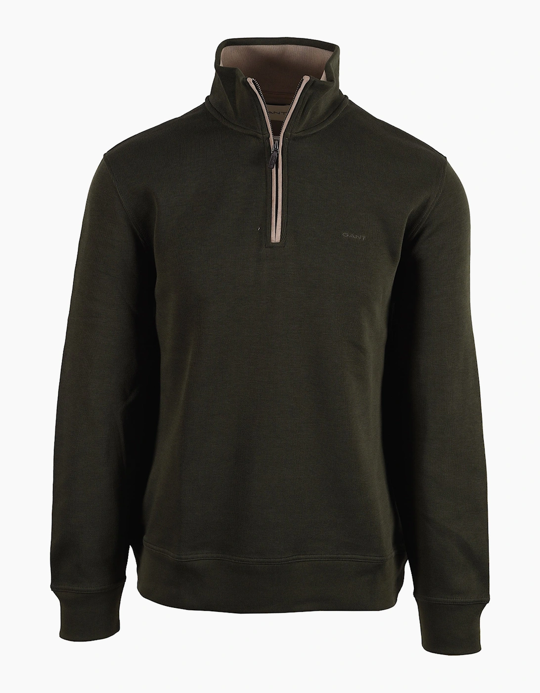 GANT SACKER RIB HALF ZIP DARK MOSS GREEN