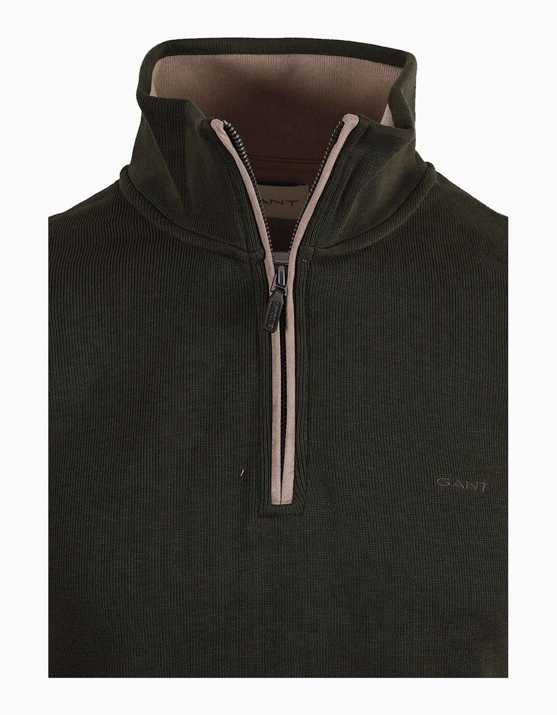 GANT SACKER RIB HALF ZIP DARK MOSS GREEN