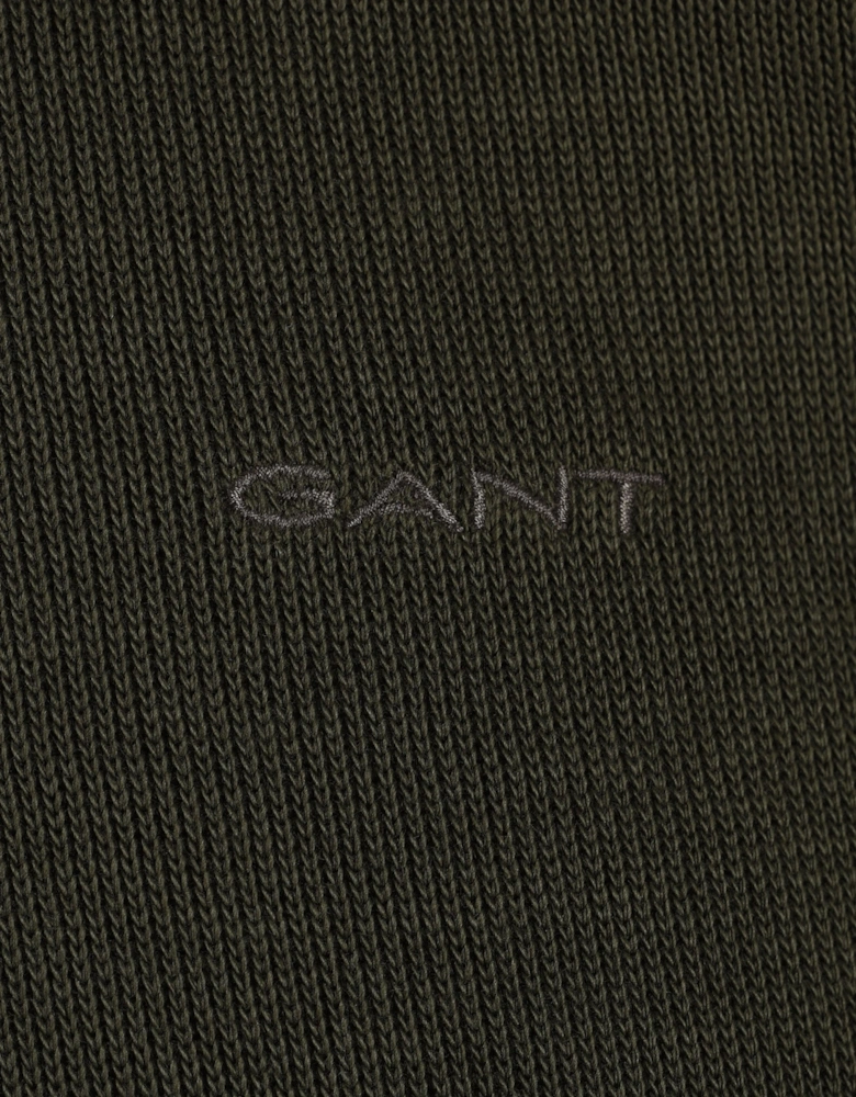 GANT SACKER RIB HALF ZIP DARK MOSS GREEN