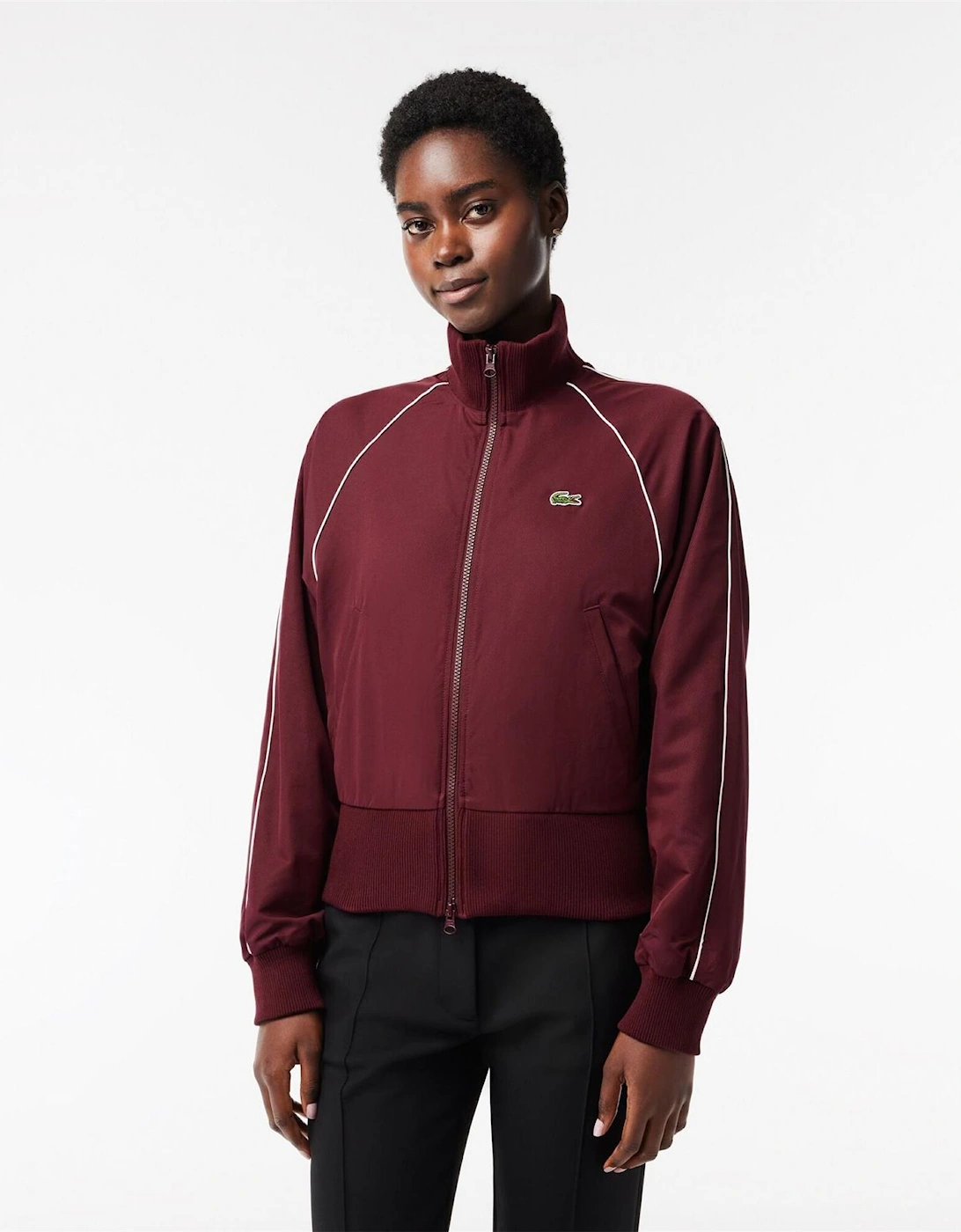 Lacoste Women's Full Zip Long Sleeve Athletic Top - Zin - Size: 6 34