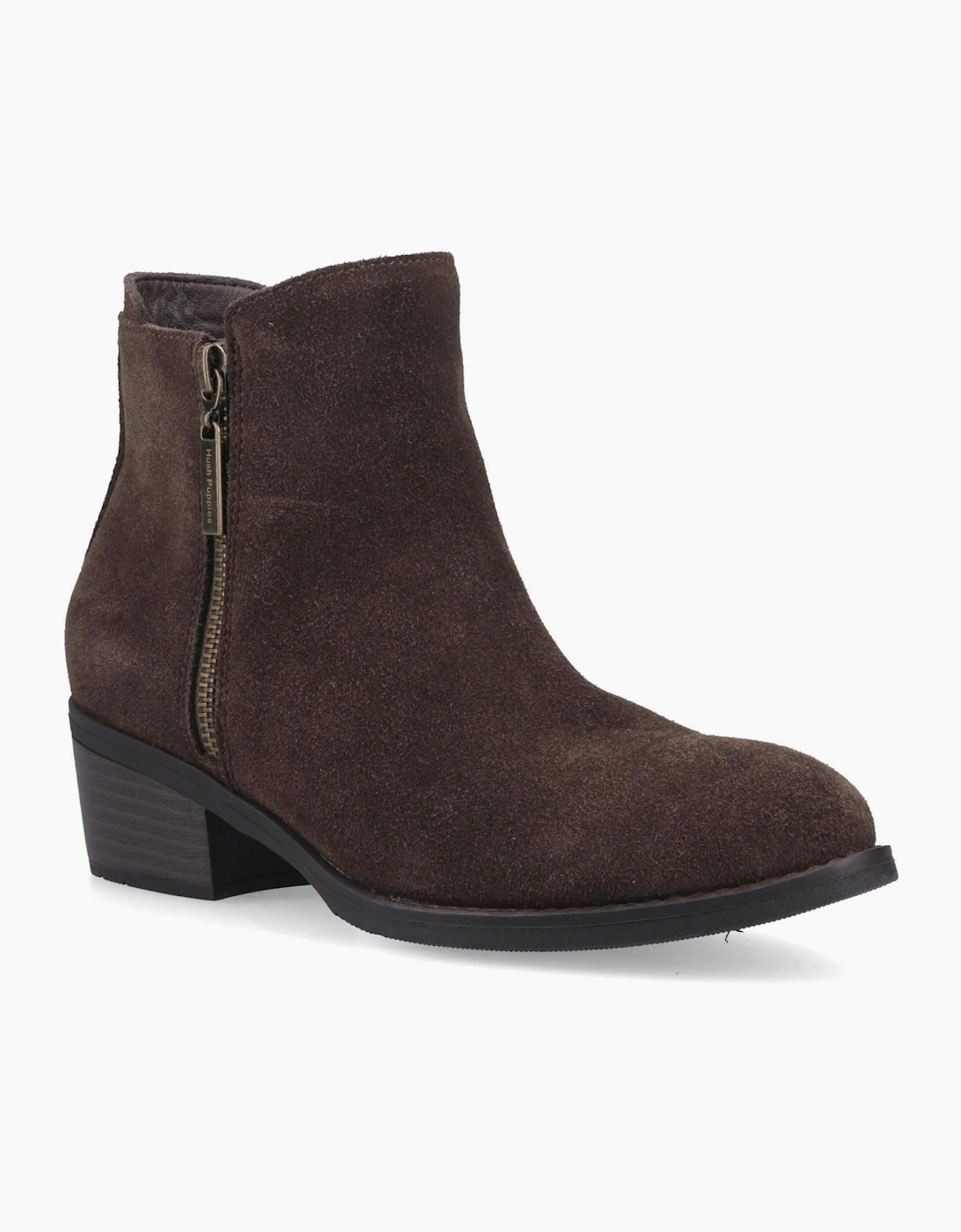 Hush Puppies Ingrid Suede Women's Chocolate Heeled Ankle Boots