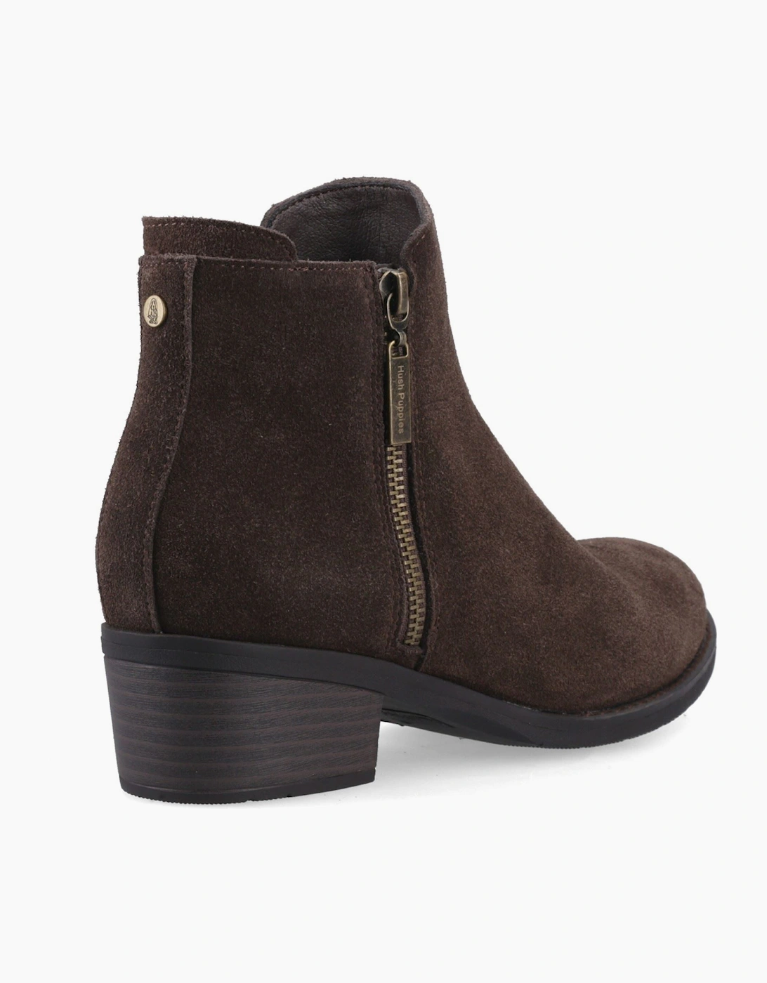 Hush Puppies Ingrid Suede Women's Chocolate Heeled Ankle Boots