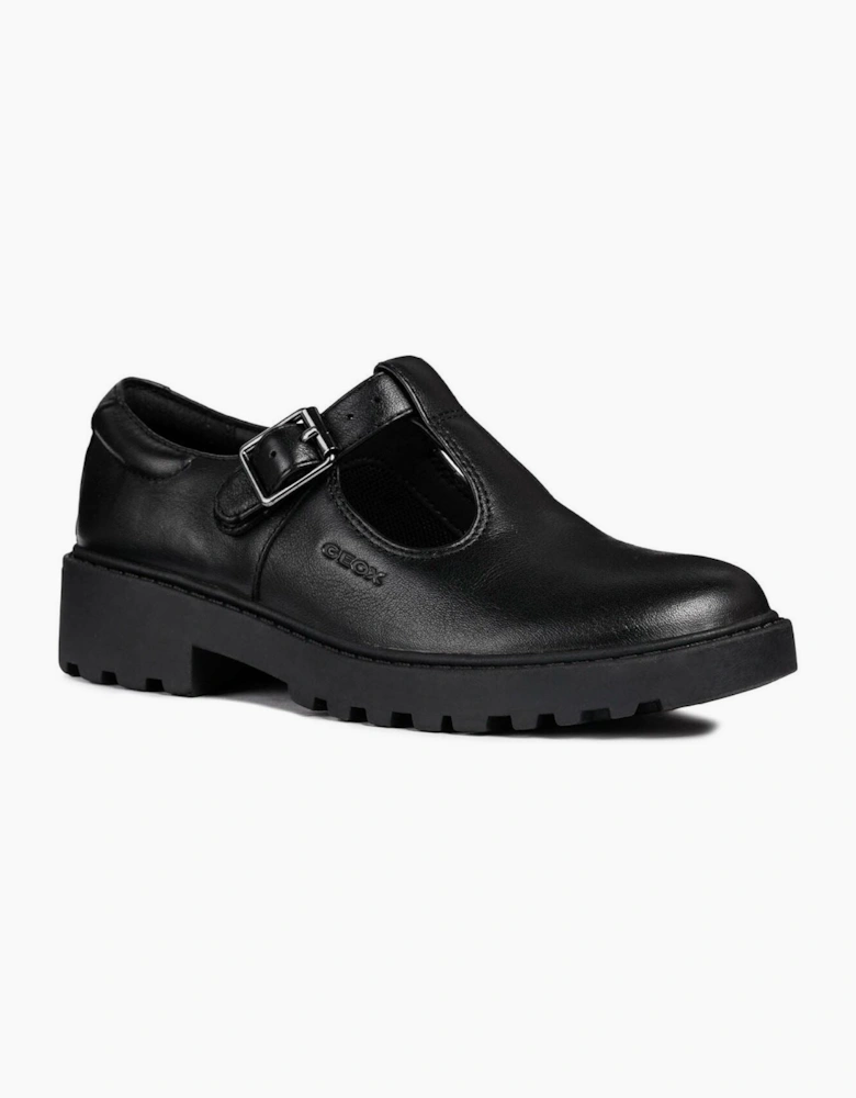 Geox J Casey Girl Leather Black Shoes