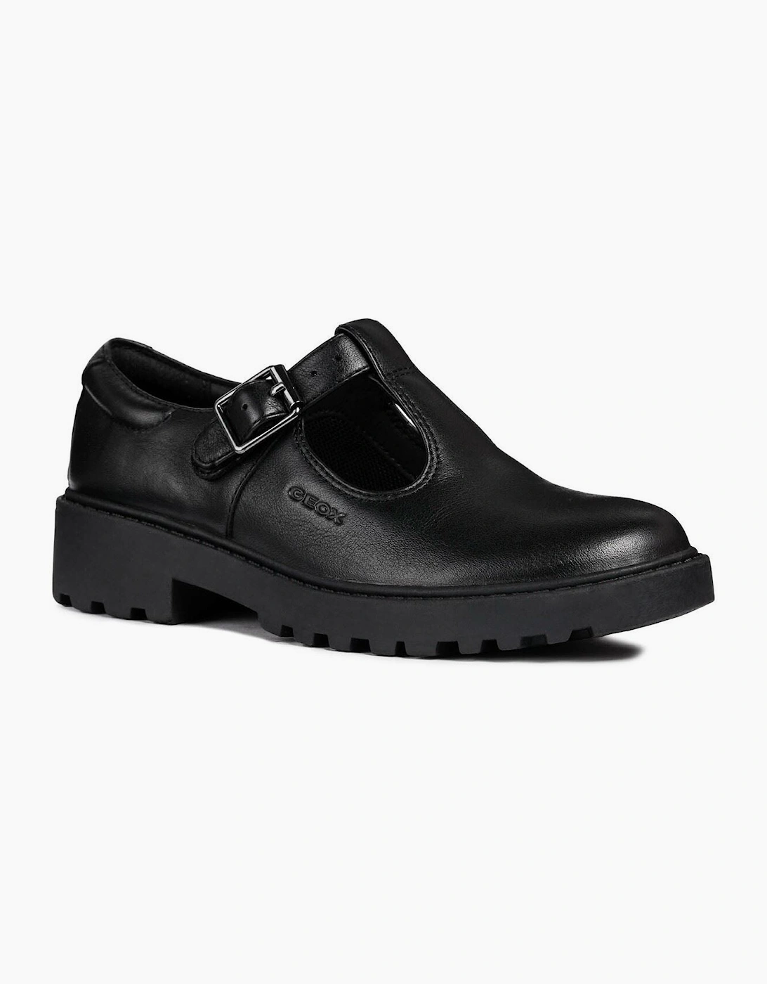 Geox J Casey Girl Leather Black Shoes