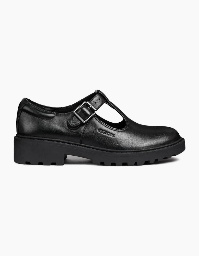 Geox J Casey Girl Leather Black Shoes
