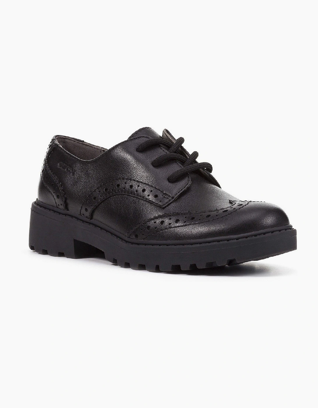 Geox J Casey G. N Leather Black Lace-Up Shoes