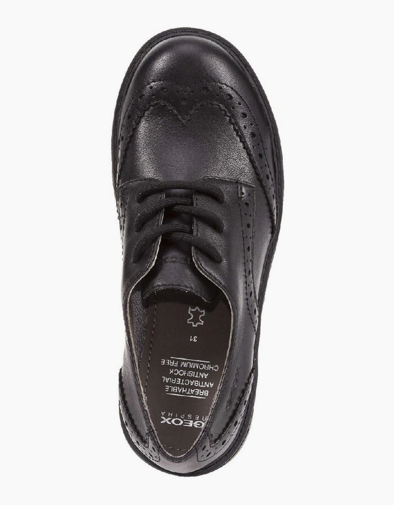 Geox J Casey G. N Leather Black Lace-Up Shoes