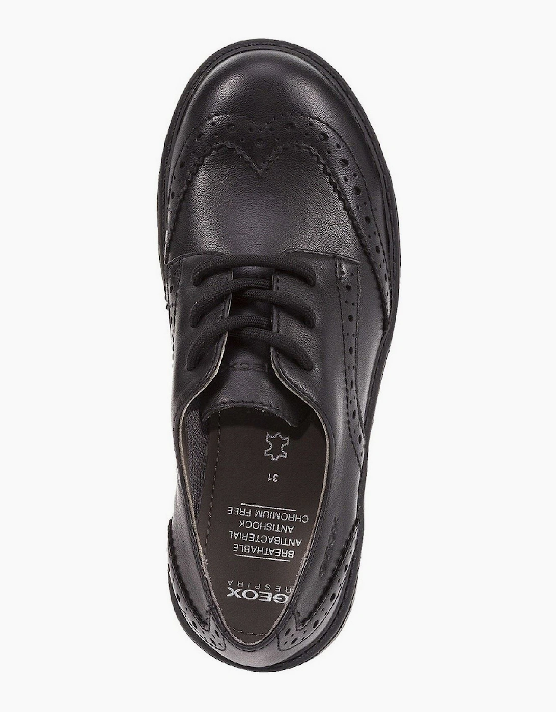 Geox J Casey G. N Leather Black Lace-Up Shoes