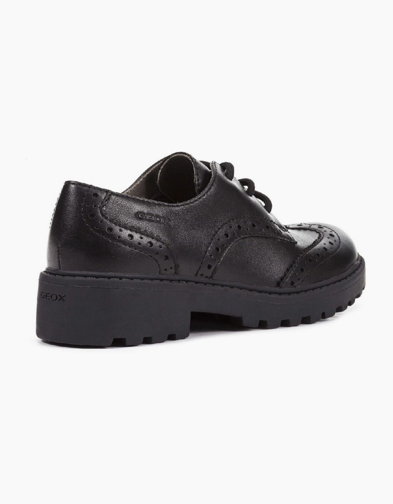 Geox J Casey G. N Leather Black Lace-Up Shoes
