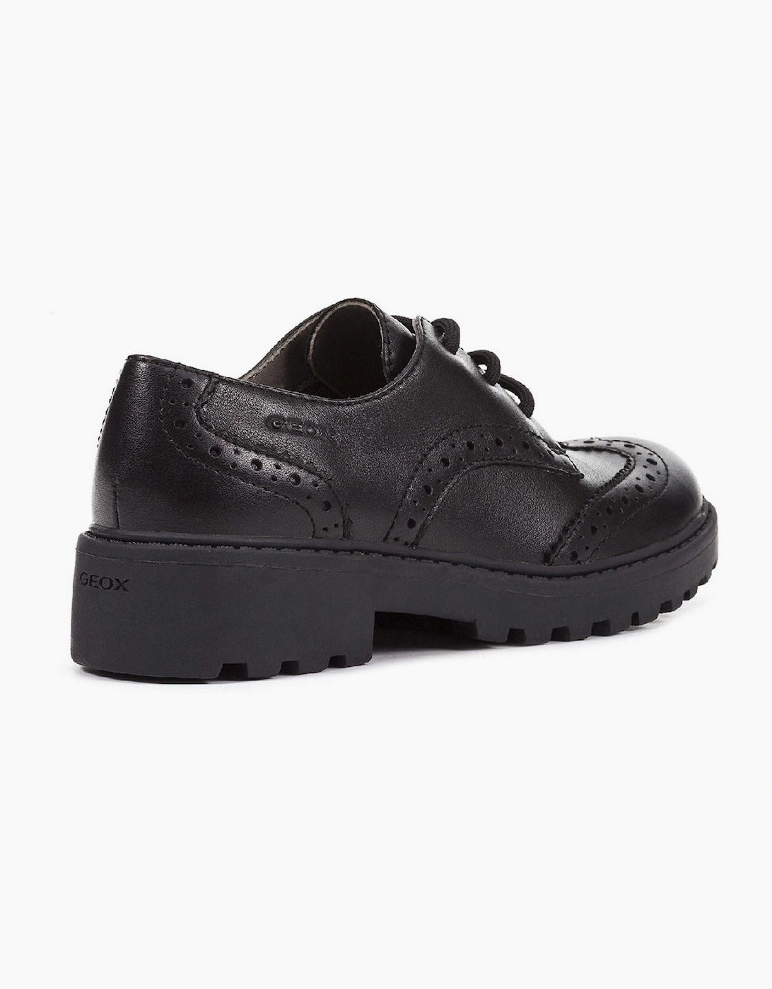 Geox J Casey G. N Leather Black Lace-Up Shoes