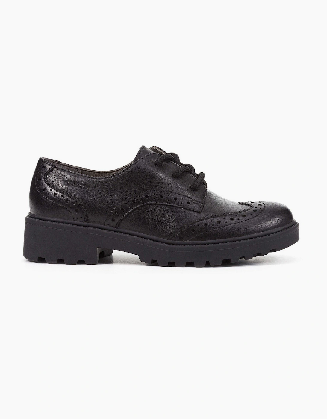 Geox J Casey G. N Leather Black Lace-Up Shoes