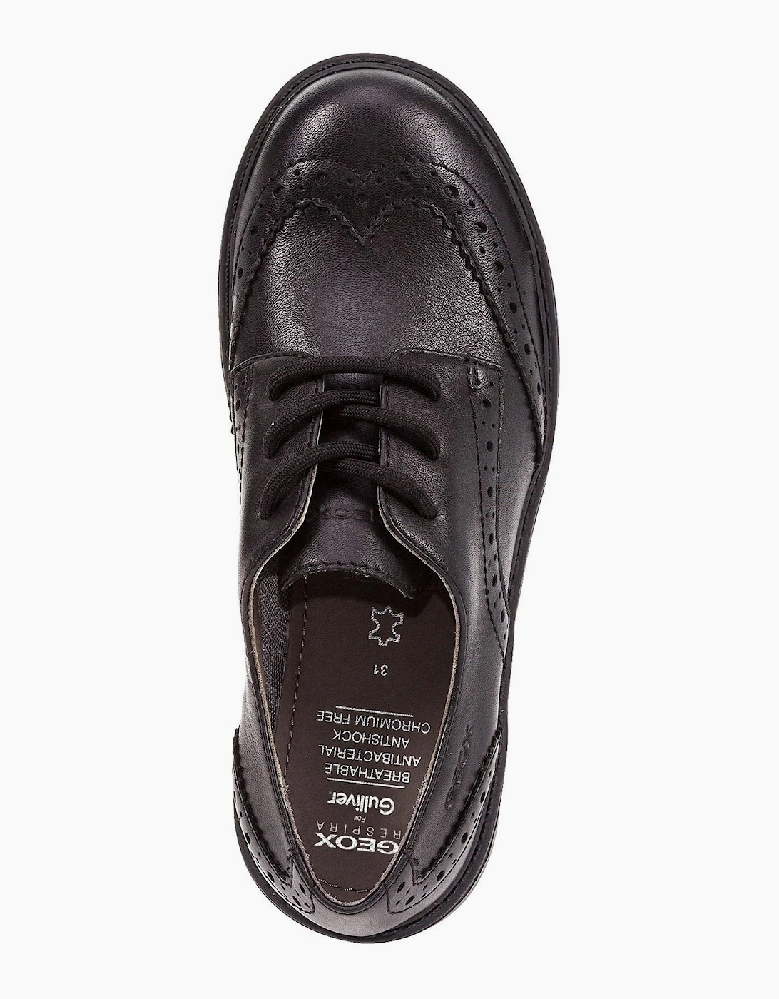 Geox J Casey G. N Leather Black Lace-Up Shoes