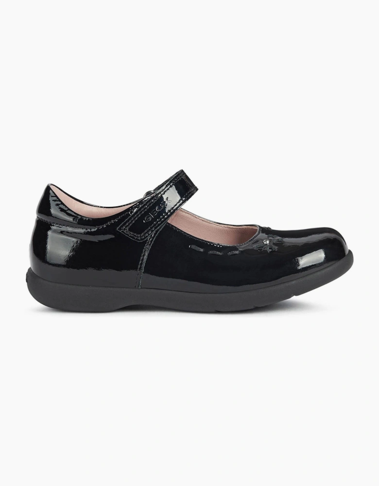 Geox J Naimara G.A Leather Black Patent Shoes