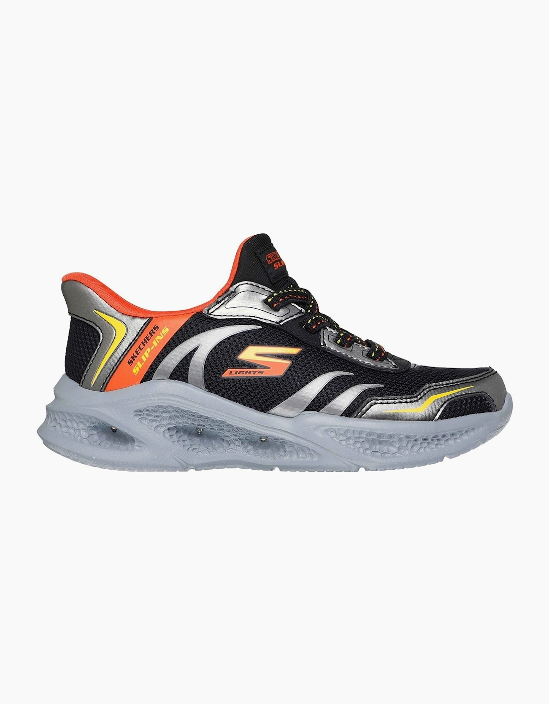 Skechers Meteor-Lights Brisk-Beams Black/Silver Trainers
