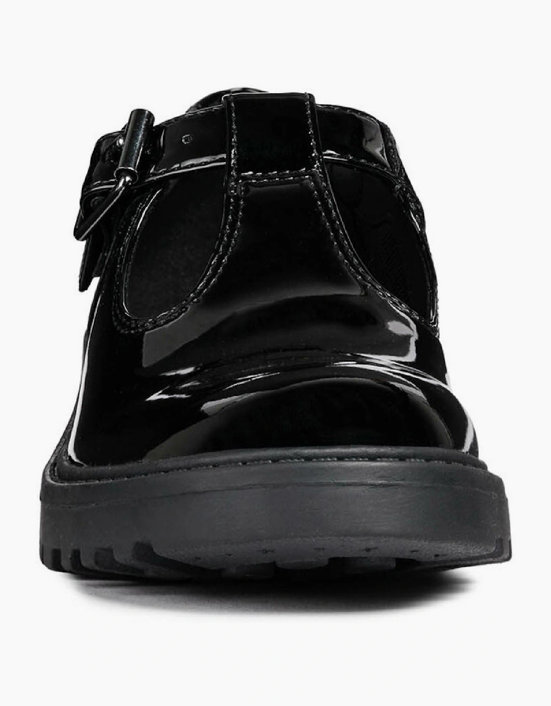 Geox J Casey G. E Leather Black Patent Shoes