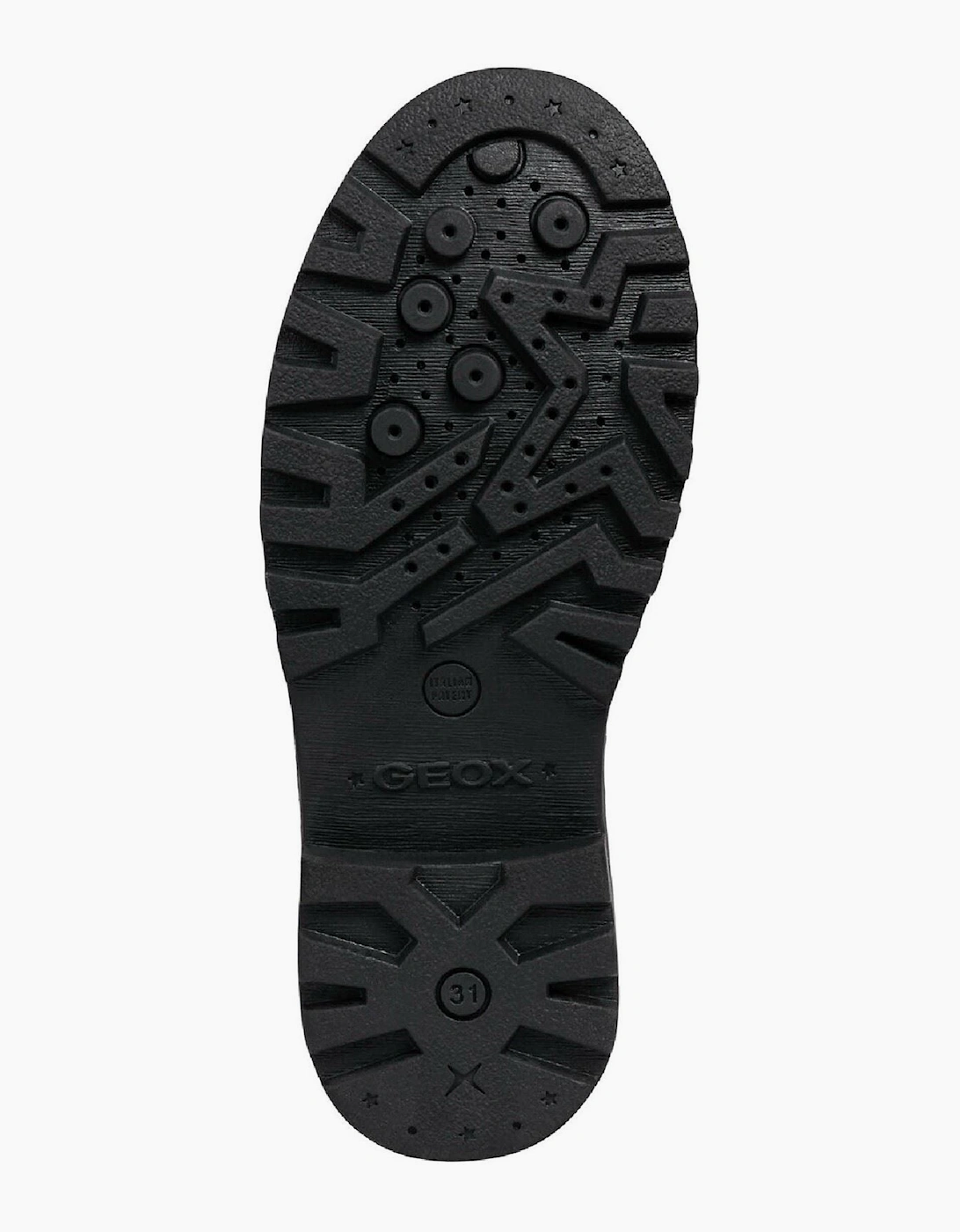 Geox J Casey G. E Leather Black Patent Shoes