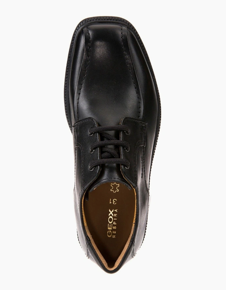 Geox J Federico H Leather  Black Lace-Up Shoes