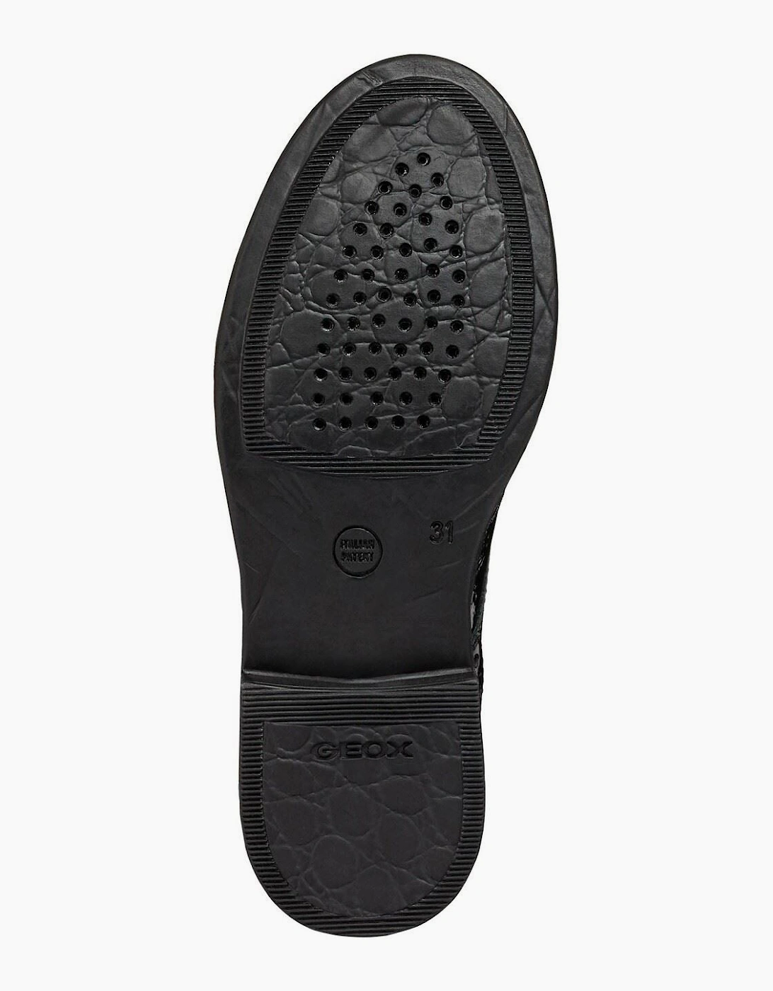 Geox J Agata D Leather Black Patent Brogues