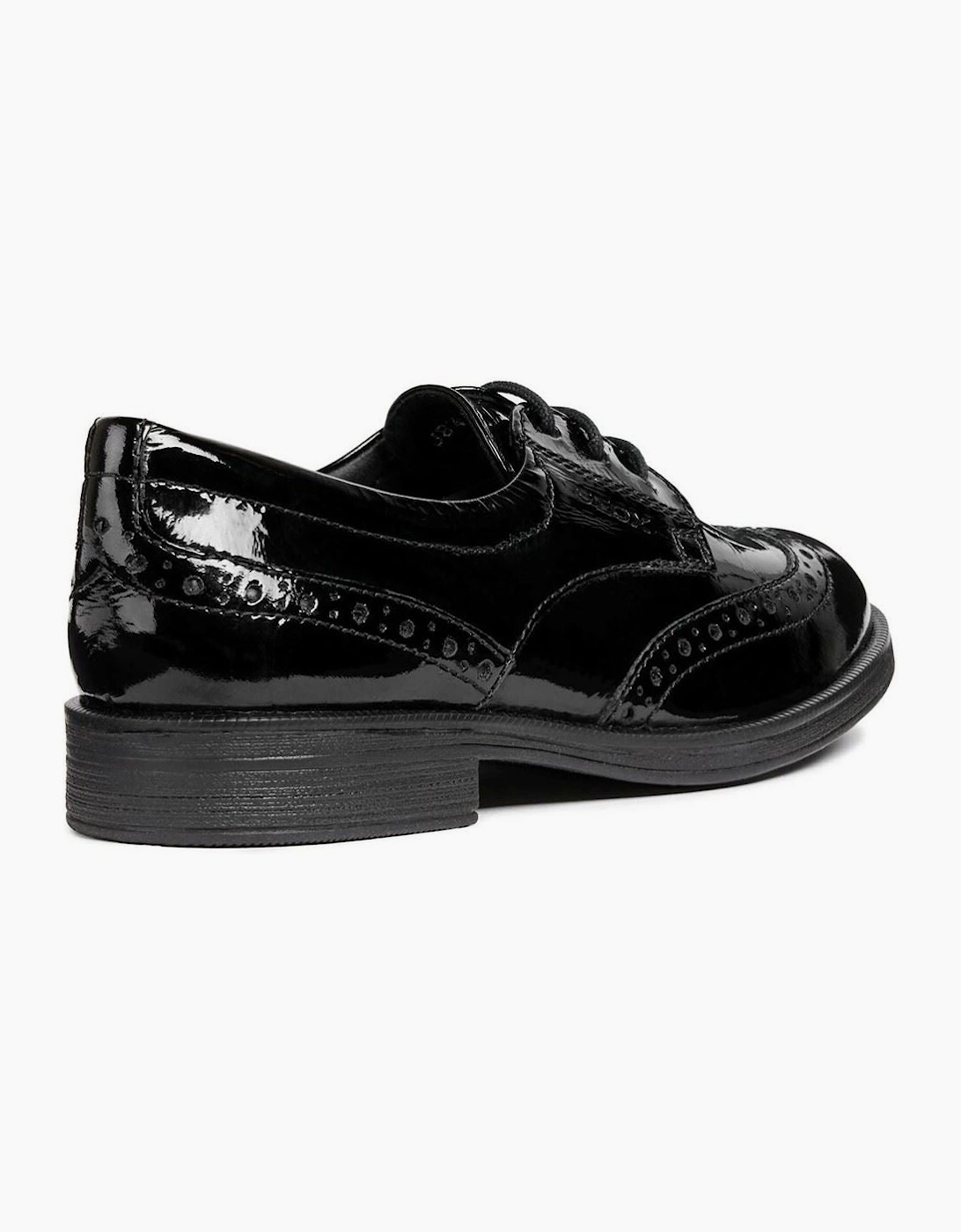 Geox J Agata D Leather Black Patent Brogues