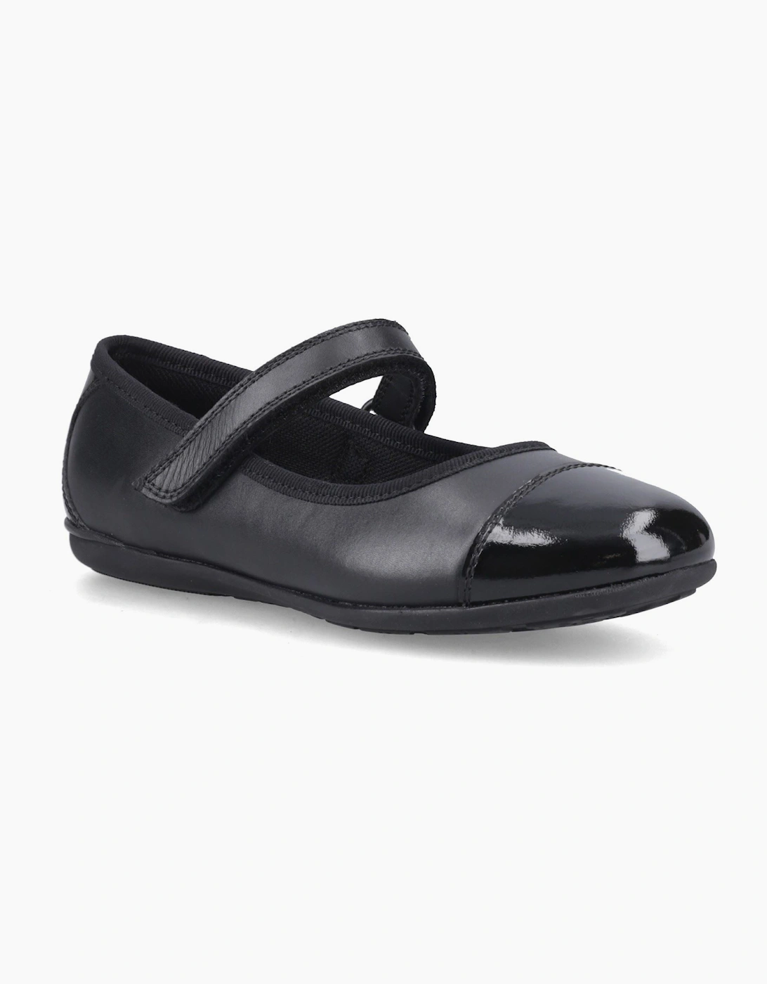 Hush Puppies Lottie Ballerina Jnr Leather Black Shoes