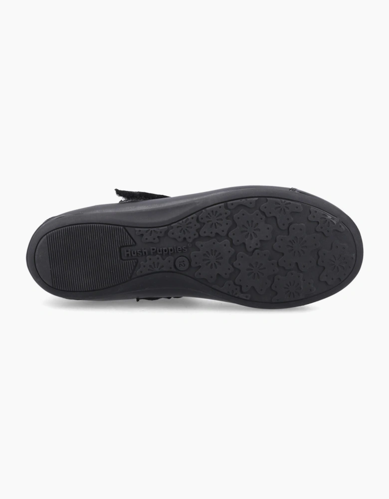 Hush Puppies Lottie Ballerina Jnr Leather Black Shoes