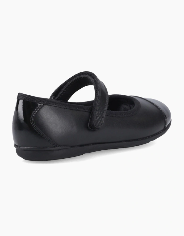 Hush Puppies Lottie Ballerina Jnr Leather Black Shoes