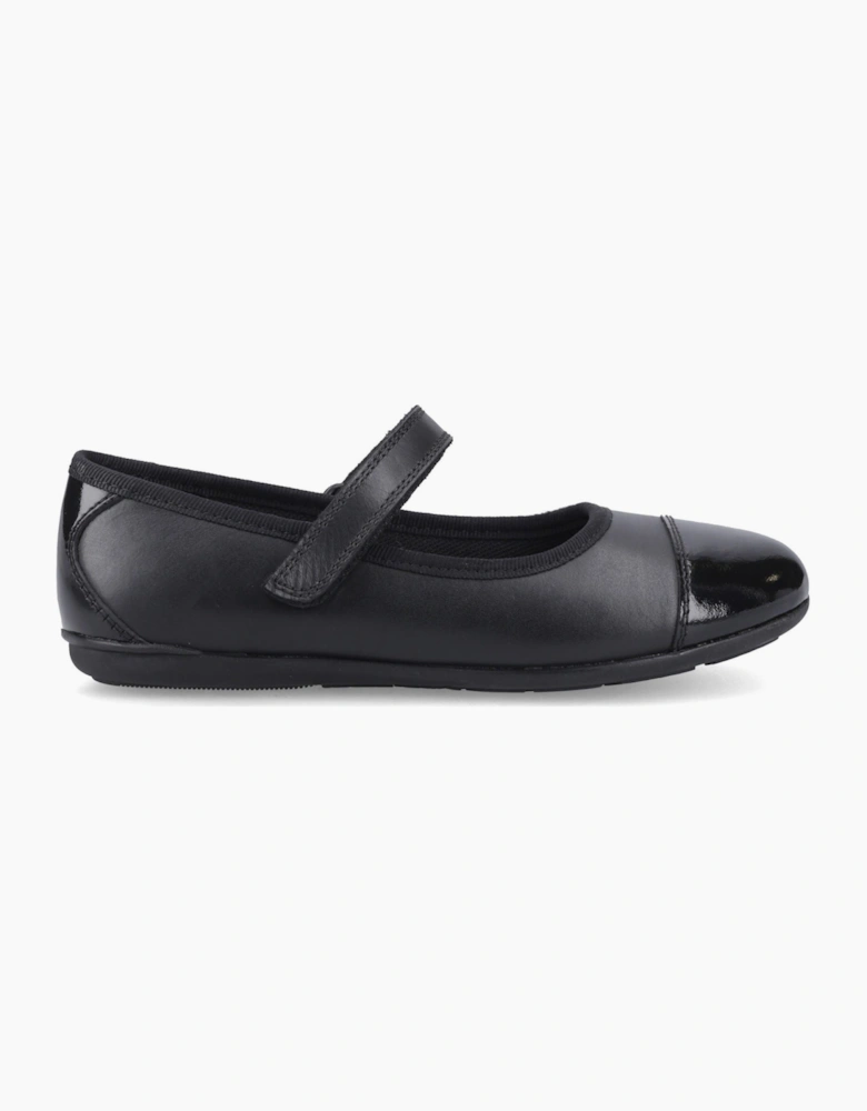 Hush Puppies Lottie Ballerina Jnr Leather Black Shoes
