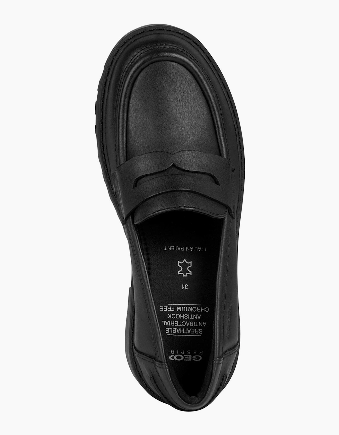 Geox J Casey G. C Leather Black Loafers
