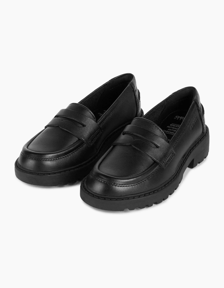 Geox J Casey G. C Leather Black Loafers