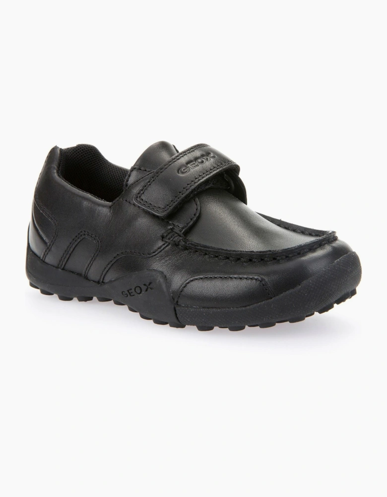 Geox J W.Snake Moc B Leather Black Moccasins Shoes