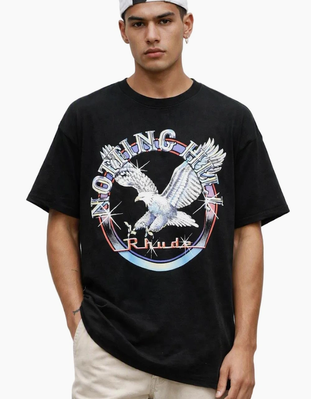 Men's Black Rhude Notting Hill Eagle T-Shirt
