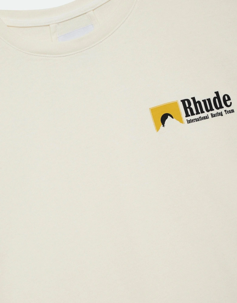 Men's Cream Rhude International Racing Logo T-Shirt