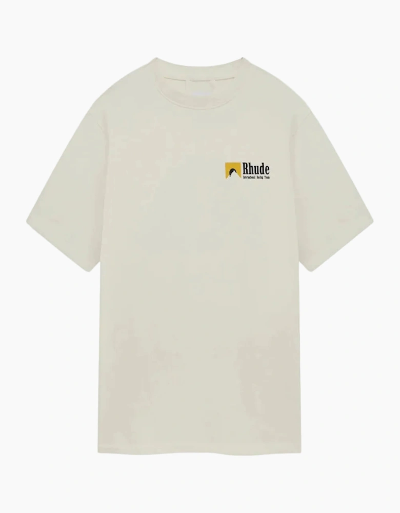 Men's Cream Rhude International Racing Logo T-Shirt
