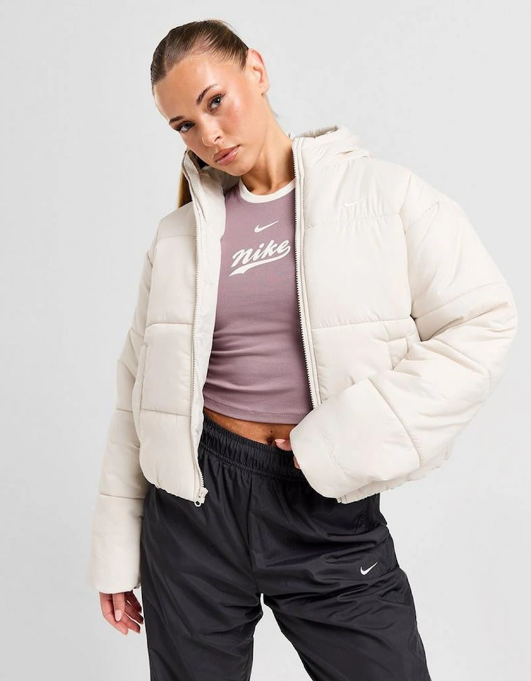 Nike Classic Women's Hooded Puffer Jacket Cream