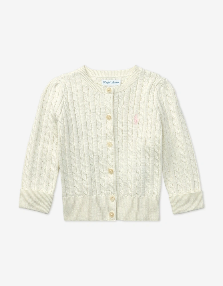 Ralph Lauren Baby Girls Mini Cable Knit Cardigan in Ivory