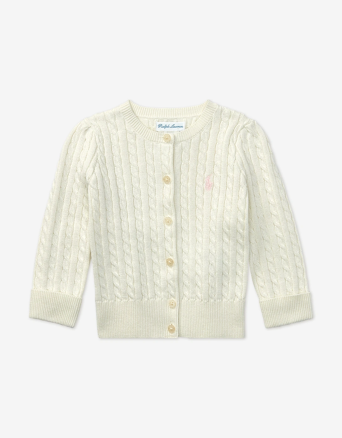 Ralph Lauren Baby Girls Mini Cable Knit Cardigan in Ivory