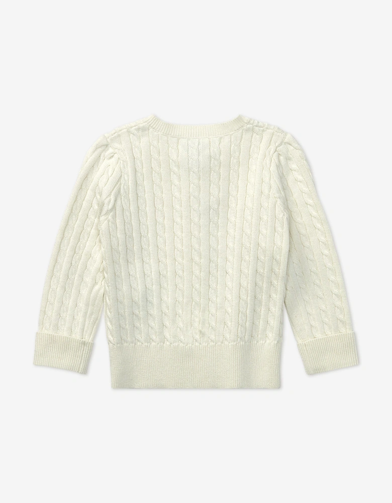 Ralph Lauren Baby Girls Mini Cable Knit Cardigan in Ivory